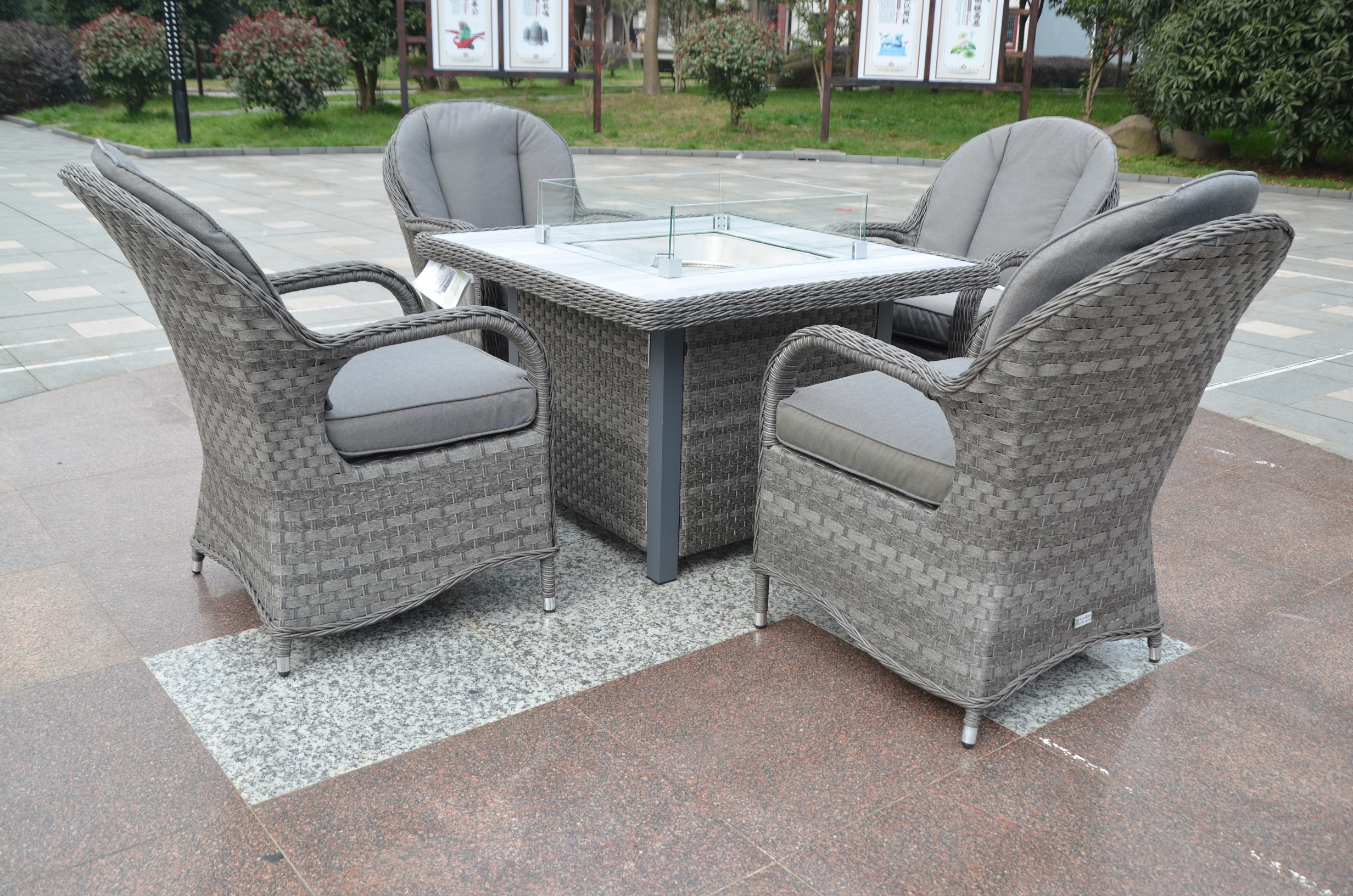 Rattan Garden Furniture Fire Pit Dining Sets Best Quality Rattan Bar Stools Sets Gas Fire